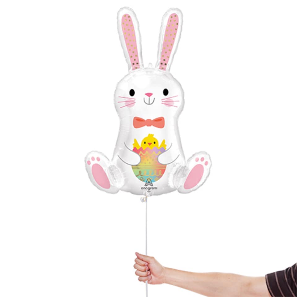 image 1 of Bunny Rabbit with Chick Helium Foil Giant Balloon 83cm / 33 in | White