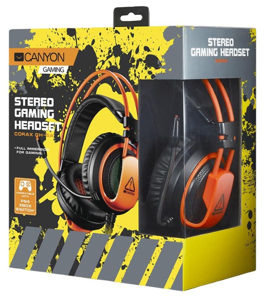CANYON - Corax Stereo Gaming Headset, Black / Orange