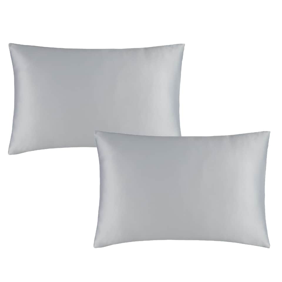 image 1 of Catherine Lansfield Silky Soft Satin Standard Pillow case Pair | Silver | Silver Grey | Standard