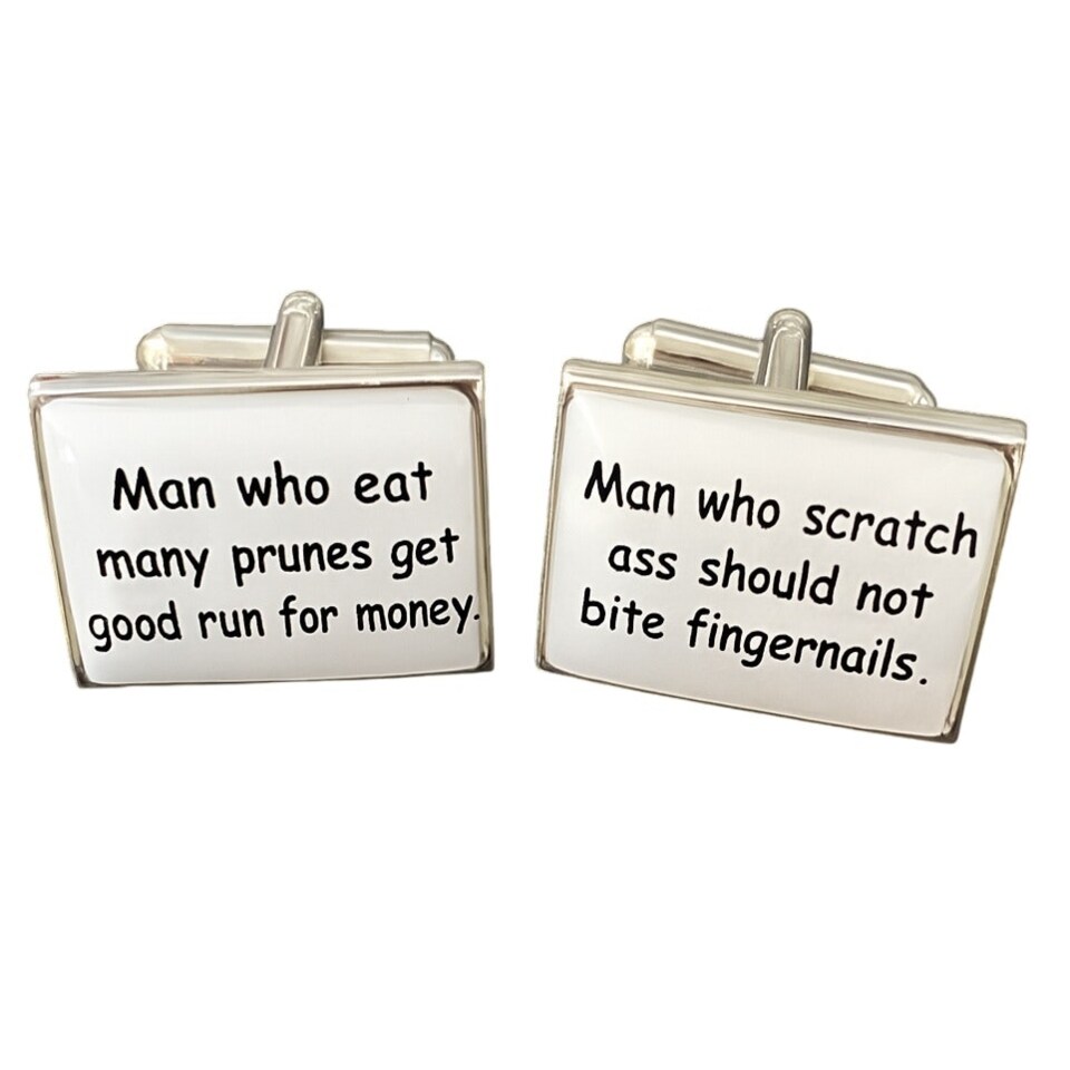 image 1 of 'Deep' Chinese Proverb Cufflinks - Onyx Art CK91 Funny Novelty Cuffs