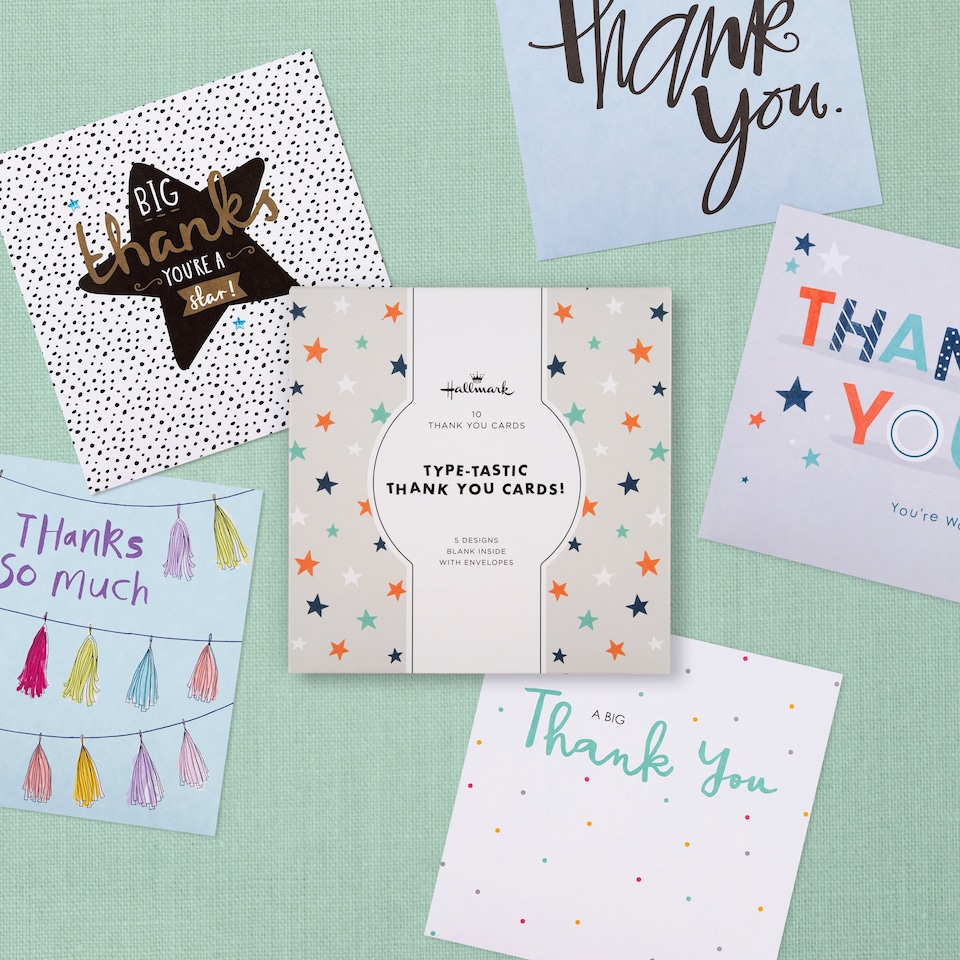 image 1 of Hallmark Pack Of 10 Thank You Cards - 5 Text Designs