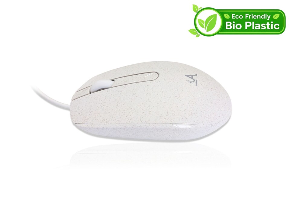 image 1 of Accuratus Bio M100 Mouse - USB-A Wired Full Size Biodegradable Mouse - Chalk White