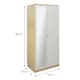 image 2 of Modern 2-Door Wardrobe with Mirror High Gloss Finish In Oak and Cream Cream | Oak