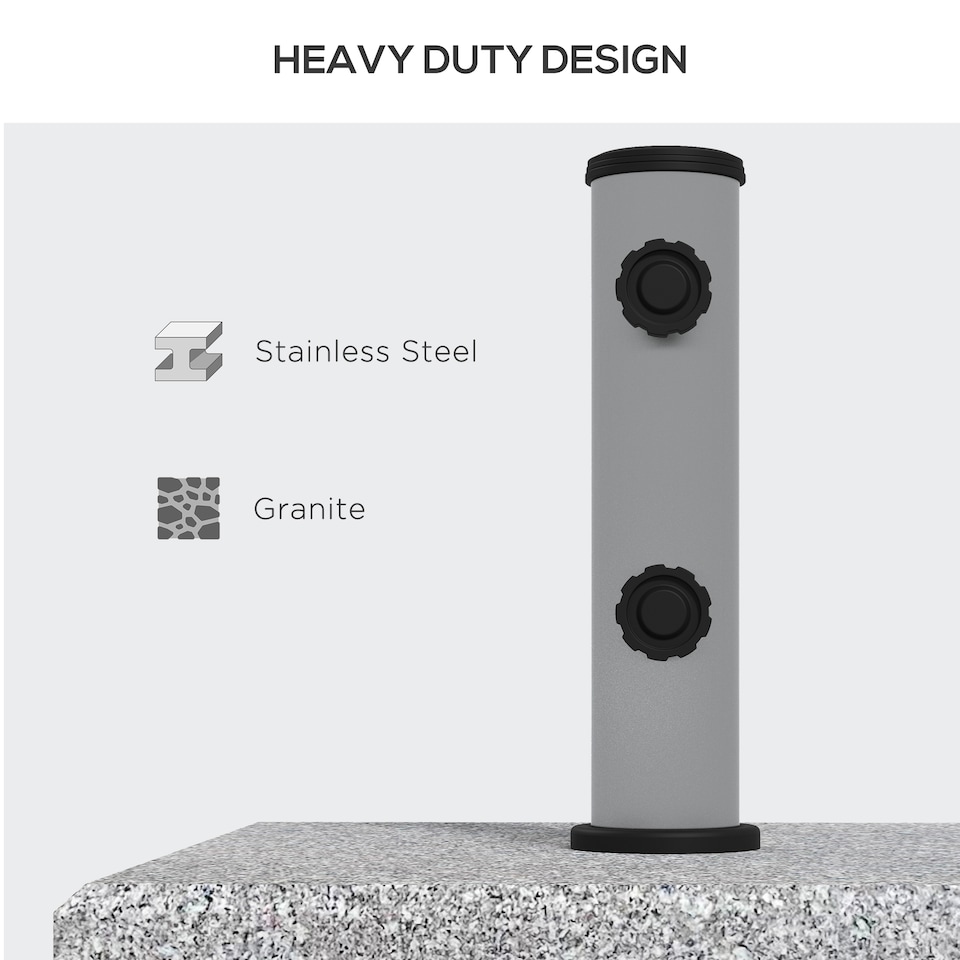 image 1 of Outsunny 28kg Heavy Duty Granite Parasol Base with Wheels, Retractable Handle | Grey | Grey