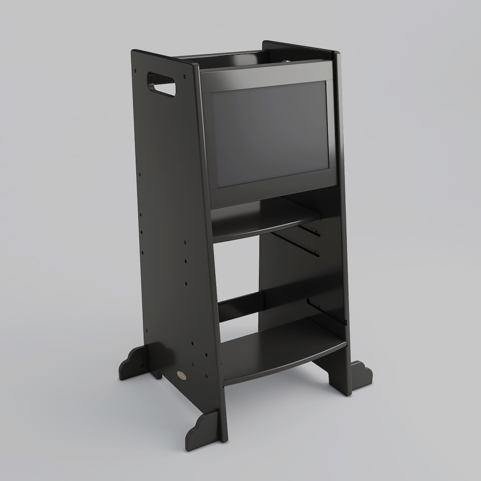 image 1 of Allis Baby Toddler Learning Tower with Adjustable Height and Built in Blackboard - Black | Black | One Size | 1