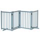 image 6 of PawHut Freestanding Pet Gate w/ 2 Support Feet for Doorways Stairs Blue Grey