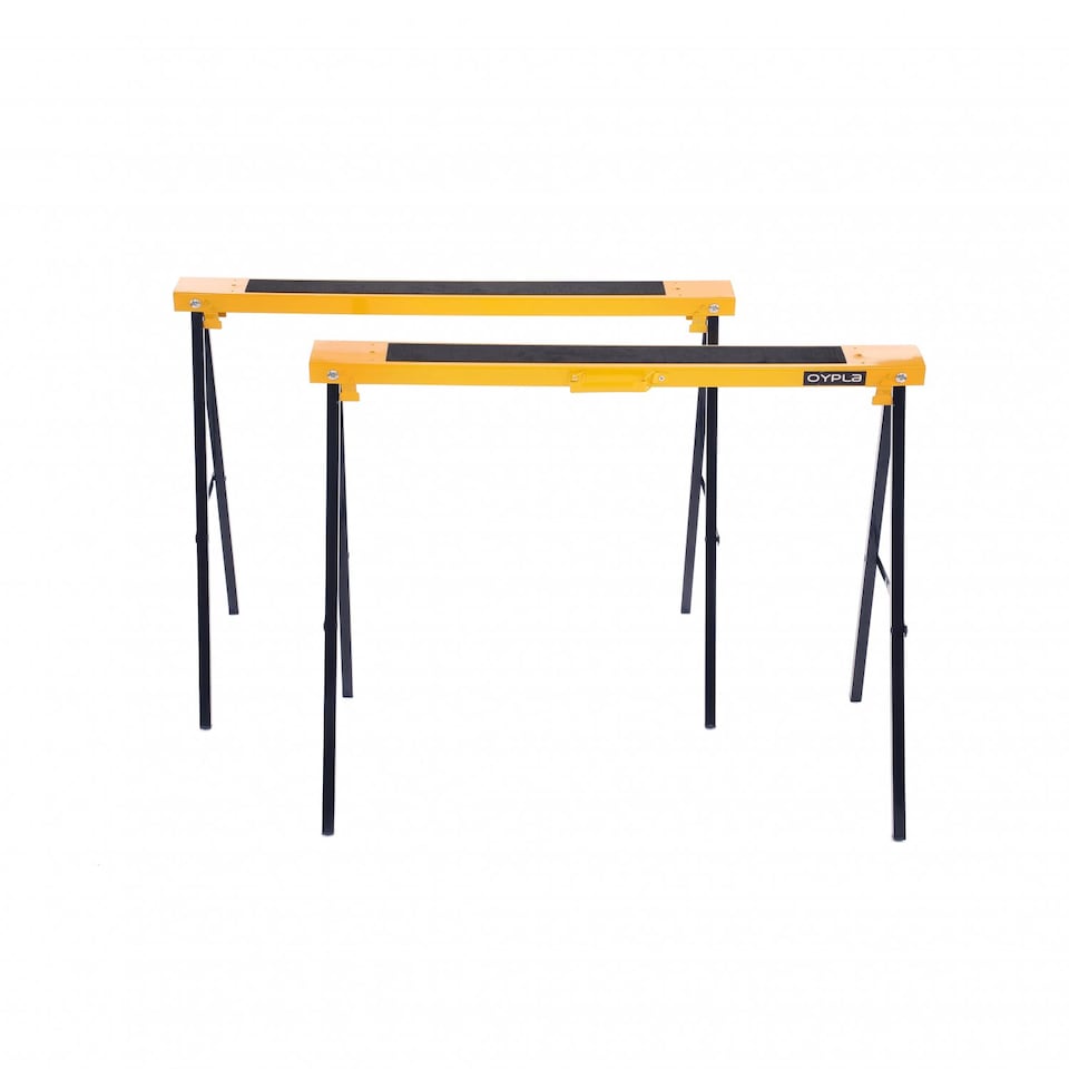image 1 of 2x Saw DIY Garage Work Bench Carpentry Building Trestles Load 100KG | Yellow