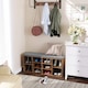 image 3 of 10-Compartment Entryway Shoe Storage Cabinet with Cushioned Seat, Rustic Brown and Grey