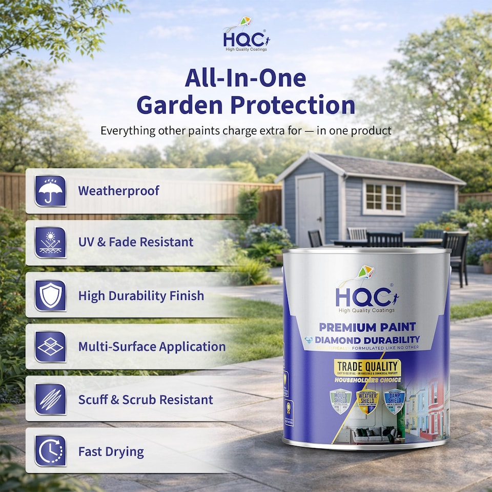 image 1 of HQC Garden Paint - Best Weatherproof For All Outdoor Wood & Furniture - Sage Green - 5L