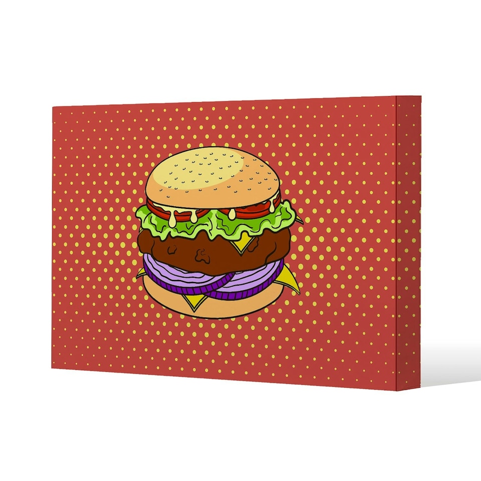 image 1 of The pop art illustration of burger (Canvas Print)