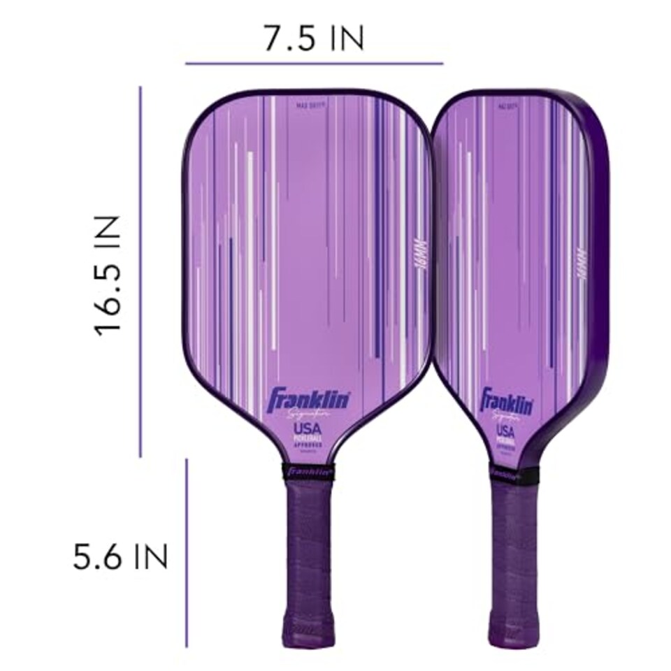 image 1 of Franklin Sports Pro Pickleball Paddle - Signature Series With Maxgrit Surface - Usapa Approved - 16mm Polypropylene Core - Lilac