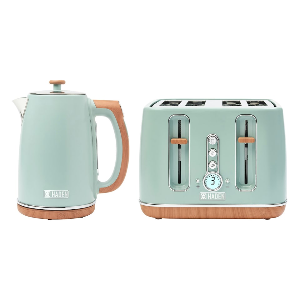 image 1 of HADEN Dorchester Sage Triple Pack - Kettle, 4 Slice Toaster & Microwave Oven