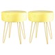 image 1 of Harbour Housewares Set Of 2 Yellow Velvet Footstools Round Gold Base Ottomans H40 x D35cm Stylish Home Furniture Yellow