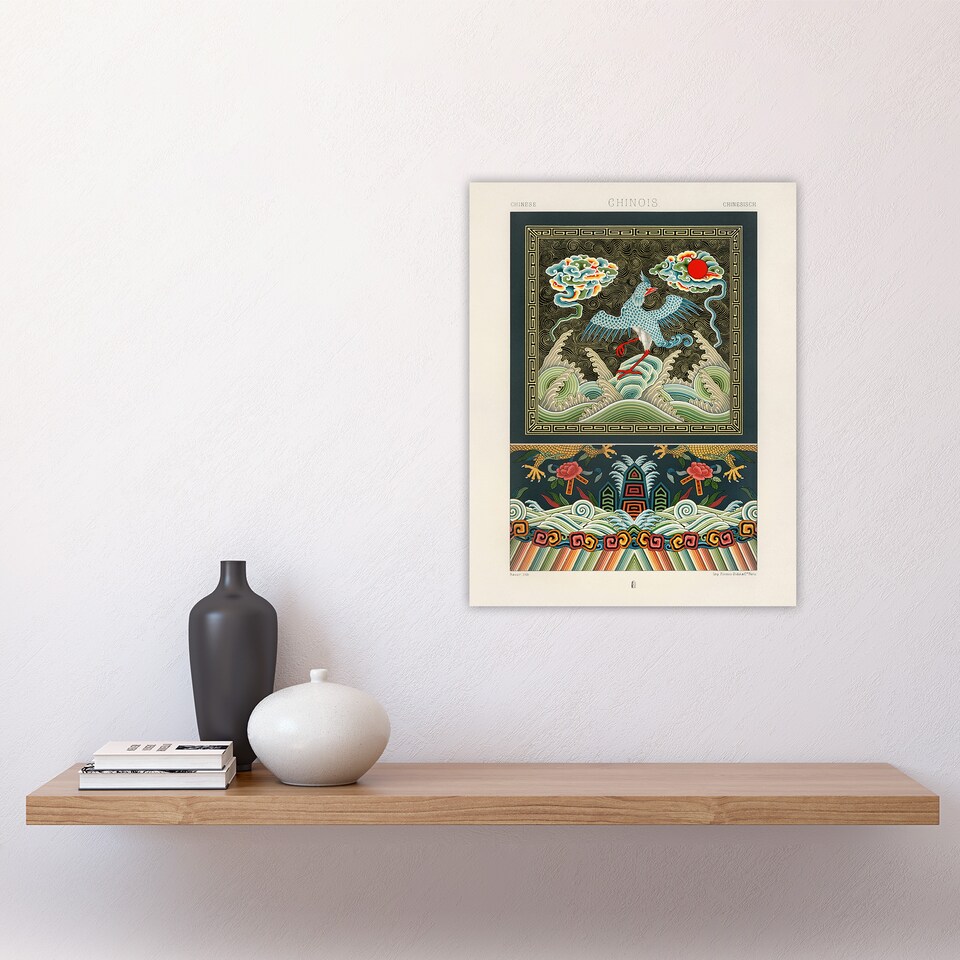 image 1 of Chinese Patterns with Birds Racinet Vintage Wall Art Poster Print 12X16"