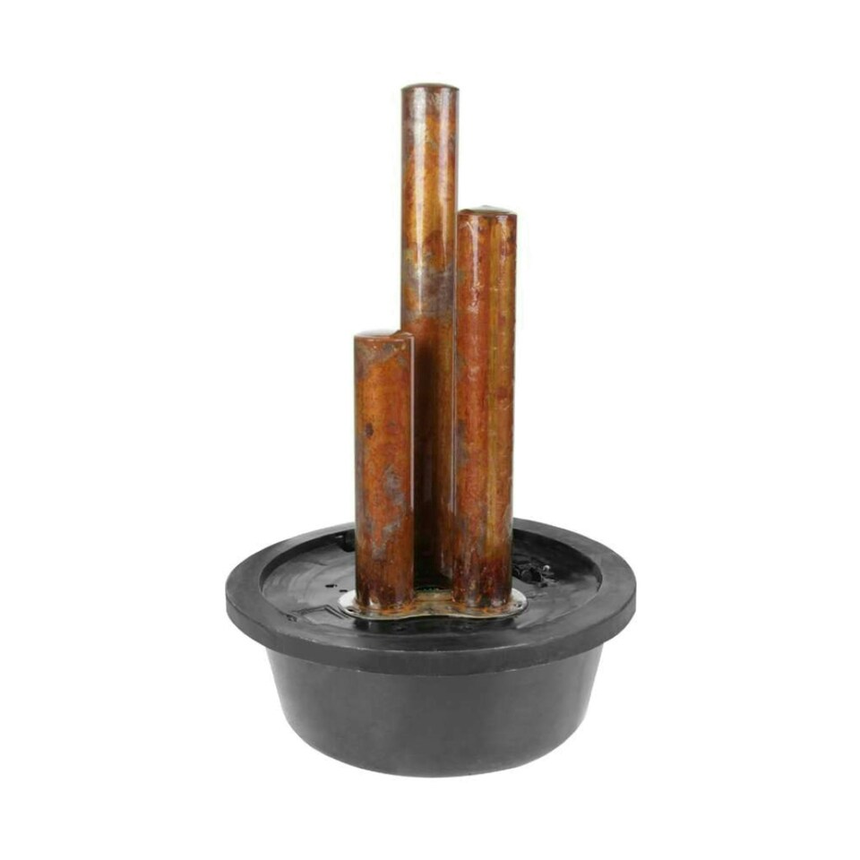 image 1 of Primrose 3 Tiered Corten Steel Tubes Water Feature with LEDs Reservoir 137cm