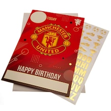 Manchester United FC Birthday Card With Stickers - Red/Yellow - 22cm x 15cm