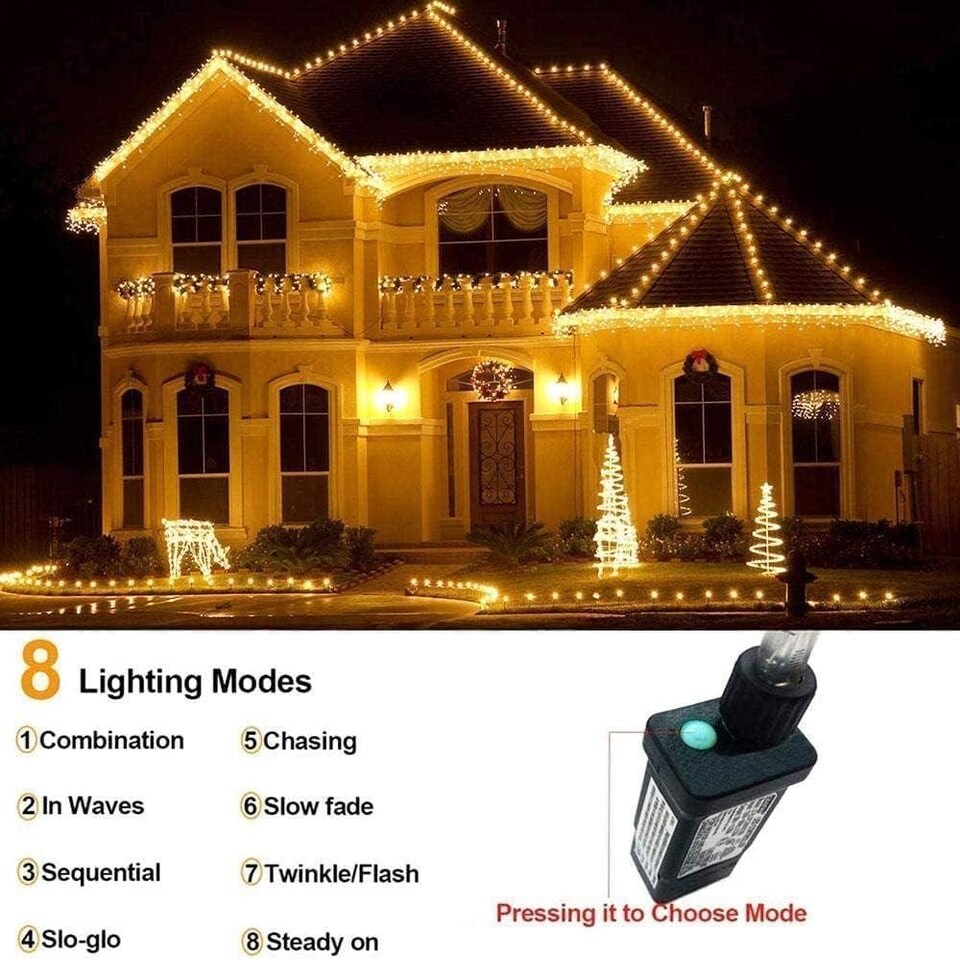 image 1 of 720 White & Warm White LED Connectable MF Icicle String Lights - 15m
