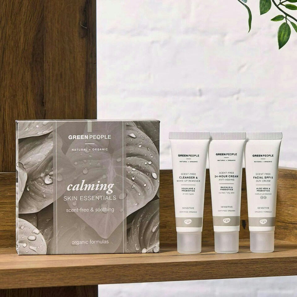 image 1 of Green People Sensitive Skin Care Set - Natural & Organic 3-Step Routine - Cleanser, Moisturiser & SPF15 - Vegan, 3 x 30ml