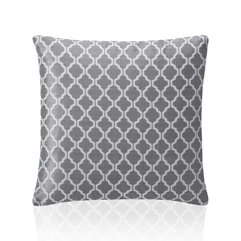 image 1 of Two Tone Geometric Jacquard 45cm x 45cm Silver Cushion Set of 4 | Silver | White | 45cm x 45cm x 10cm | 4