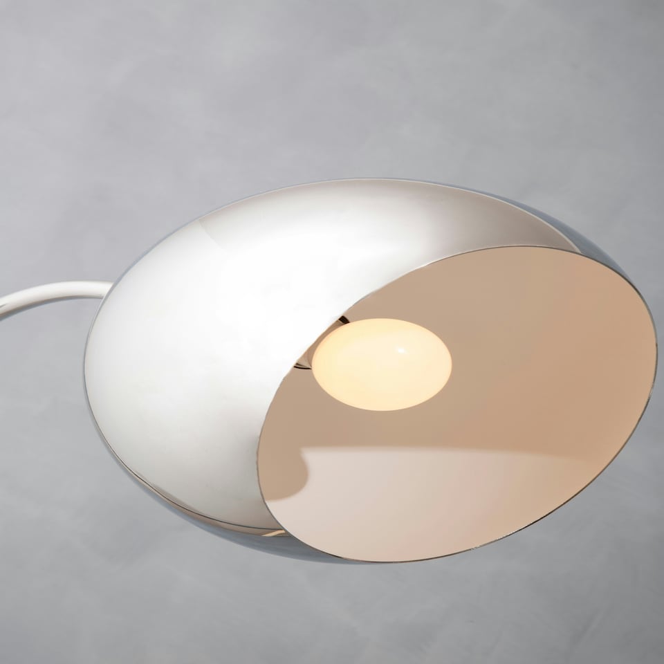 image 1 of Interiors by Premier Floor Chrome Finish Lamp With White Base Silver