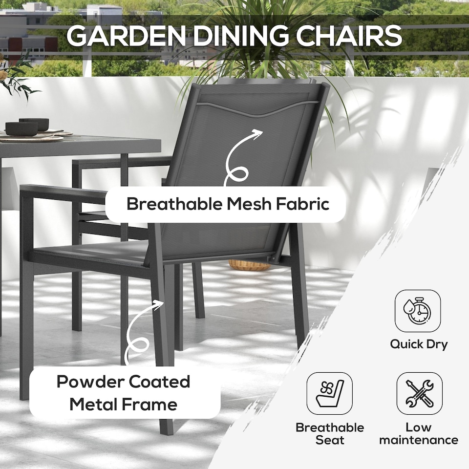 image 1 of Outsunny 5 Piece Garden Dining Set, Outdoor Table and 4 Chairs, Grey