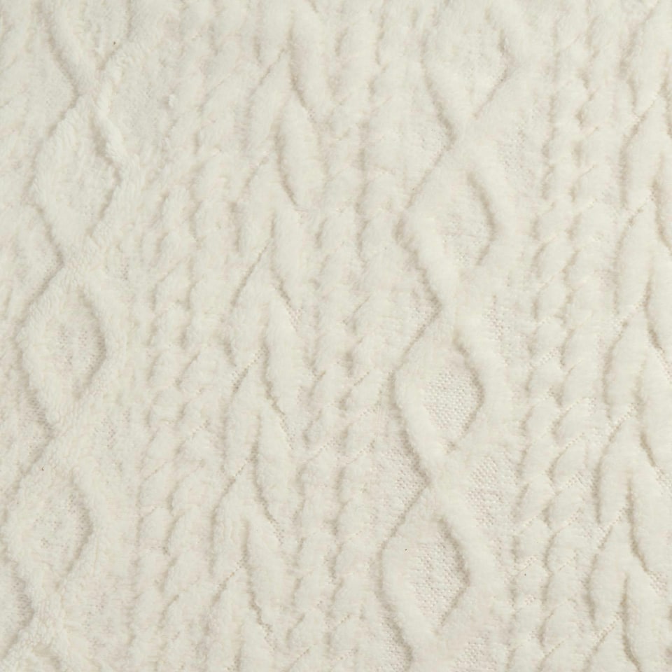 image 1 of OHS Cable Knit Sherpa Texture Blanket Throw, 130x160cm - Cream
