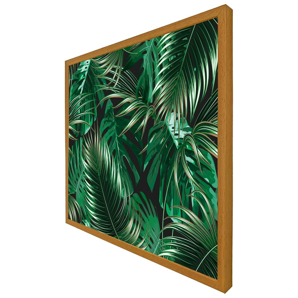 image 1 of Tropical leaves on black (Picture Frame) White | XL