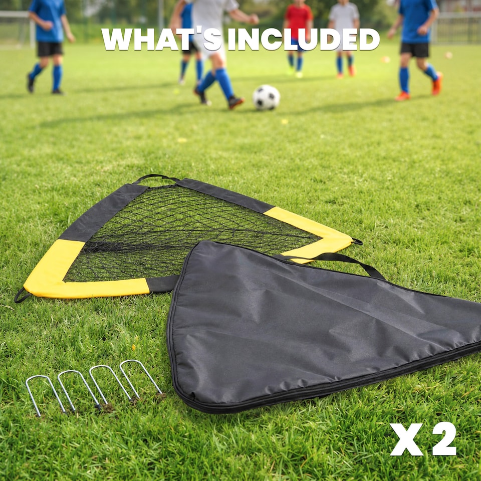 image 1 of SPORTNOW Set of 2 Pop Up Football Goal, Portable Folding Football Net