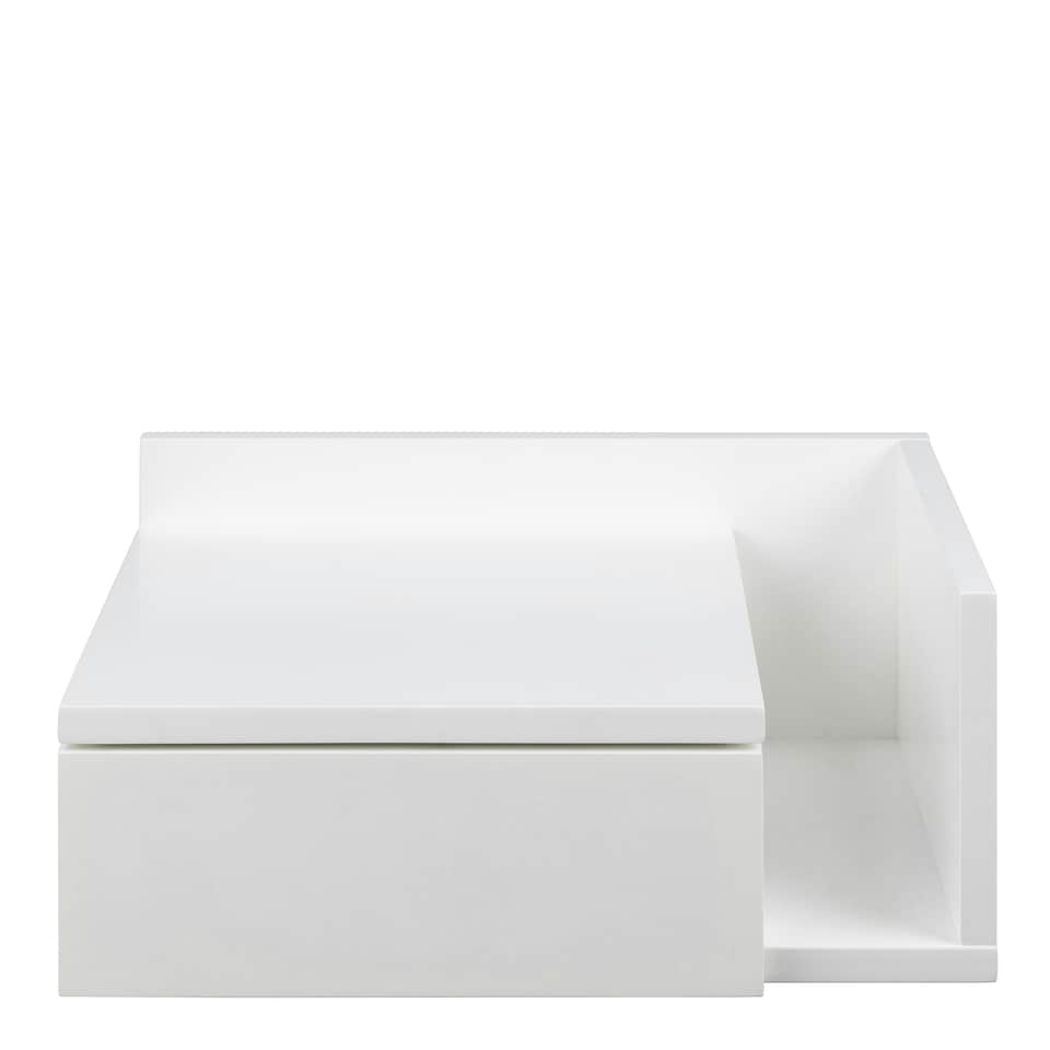 image 1 of Avignon Square Bedside Table with 1 Drawer & Small Shelf in White