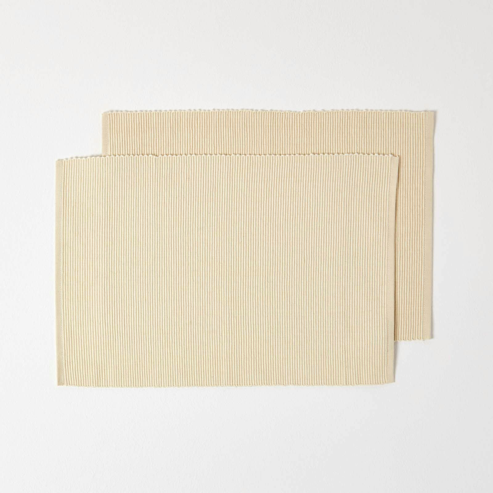 Homescapes Cotton Plain Cream Pack of 2 Placemats Cream One Size 2