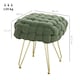 image 5 of HOMCOM Square Foot Stool, Woven Footrest Ottoman with Metal Legs, Padded Makeup Vanity Stool, Velvet Dressing Table Seat for Bedroom, Dark Green | Green | 1