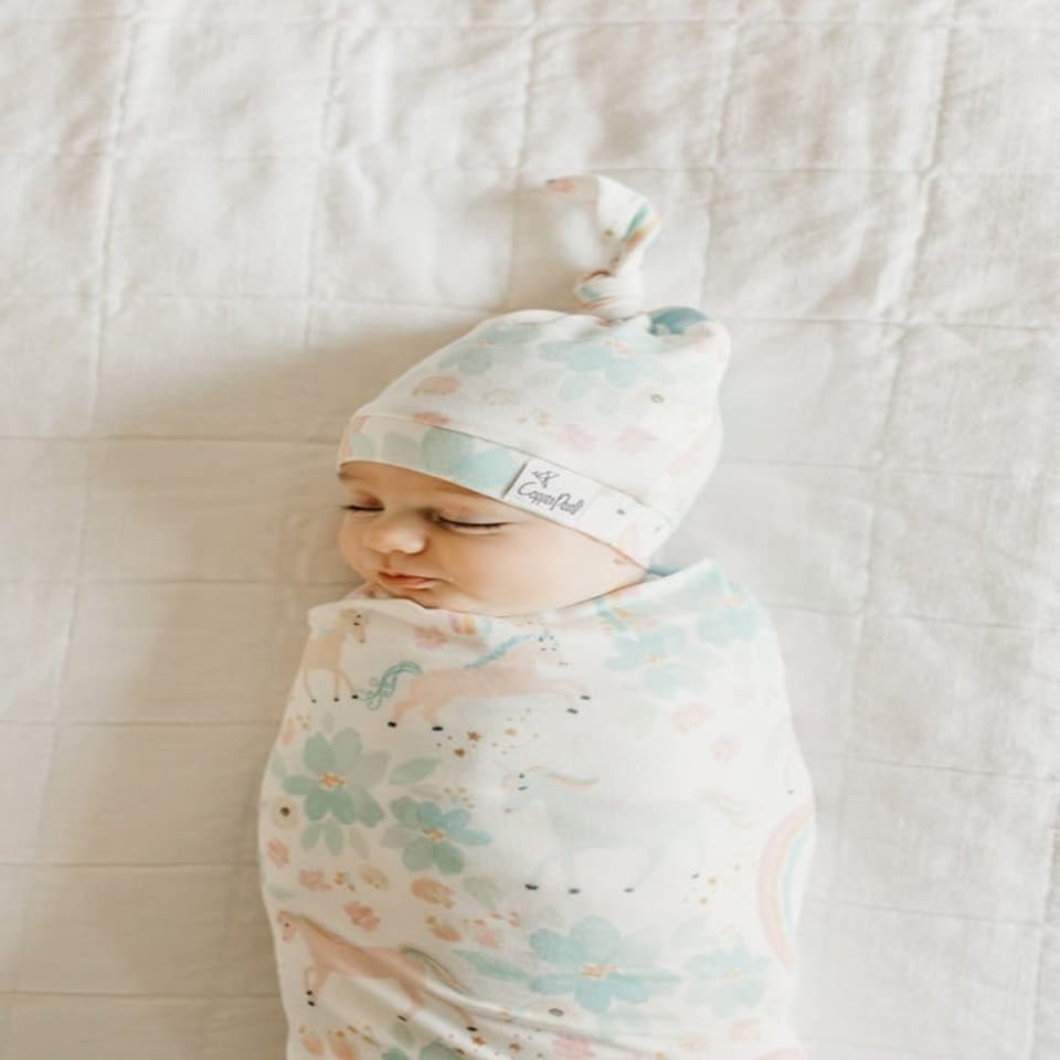 image 1 of Copper Pearl Knitted Swaddle Blanket Whimsy