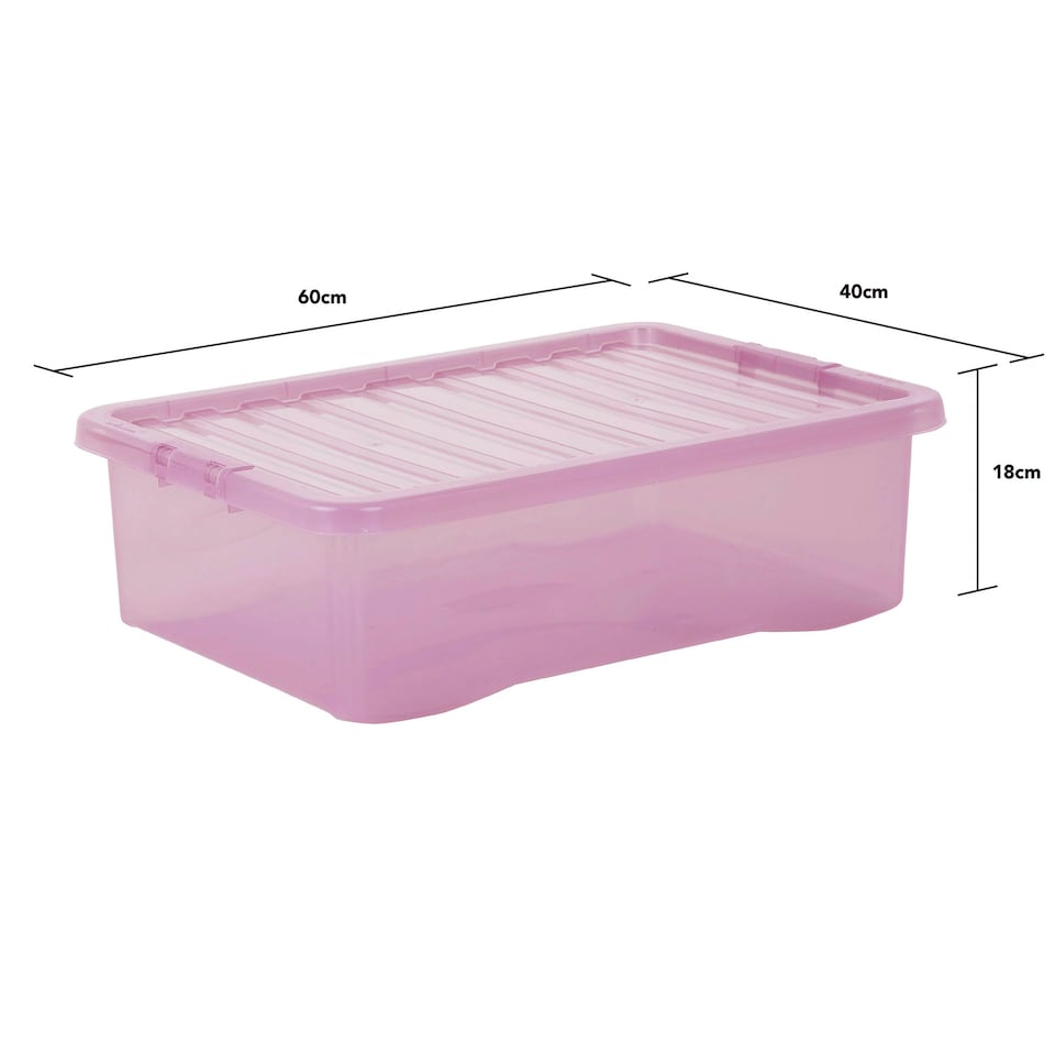 image 1 of Wham Crystal 5 x 32L Stackable Plastic Storage Boxes with Lids Pink
