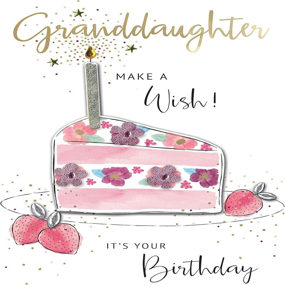image 1 of Embellished Cake & Candle Granddaughter Birthday Card