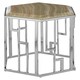 image 2 of Stainless Steel Base Hexagonal Side Table, Natural Onyx Top Small Bedside Table, Contemporary Side Table Cream