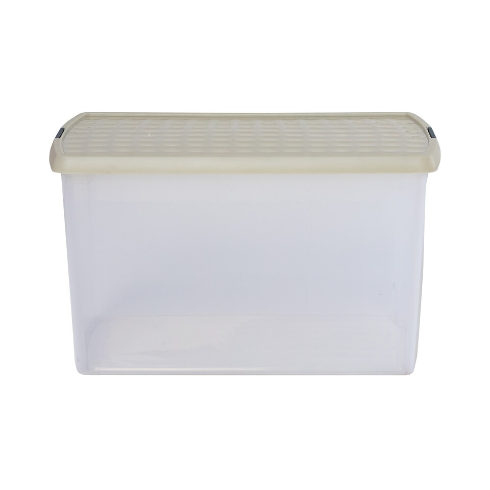 image 1 of Wham Clip 5x 62L Rectangular Plastic Storage Boxes with Clip Lock Lids. Ideal for Home, Office, Toys & More - Clear/Stone | Cream | Stone | 5
