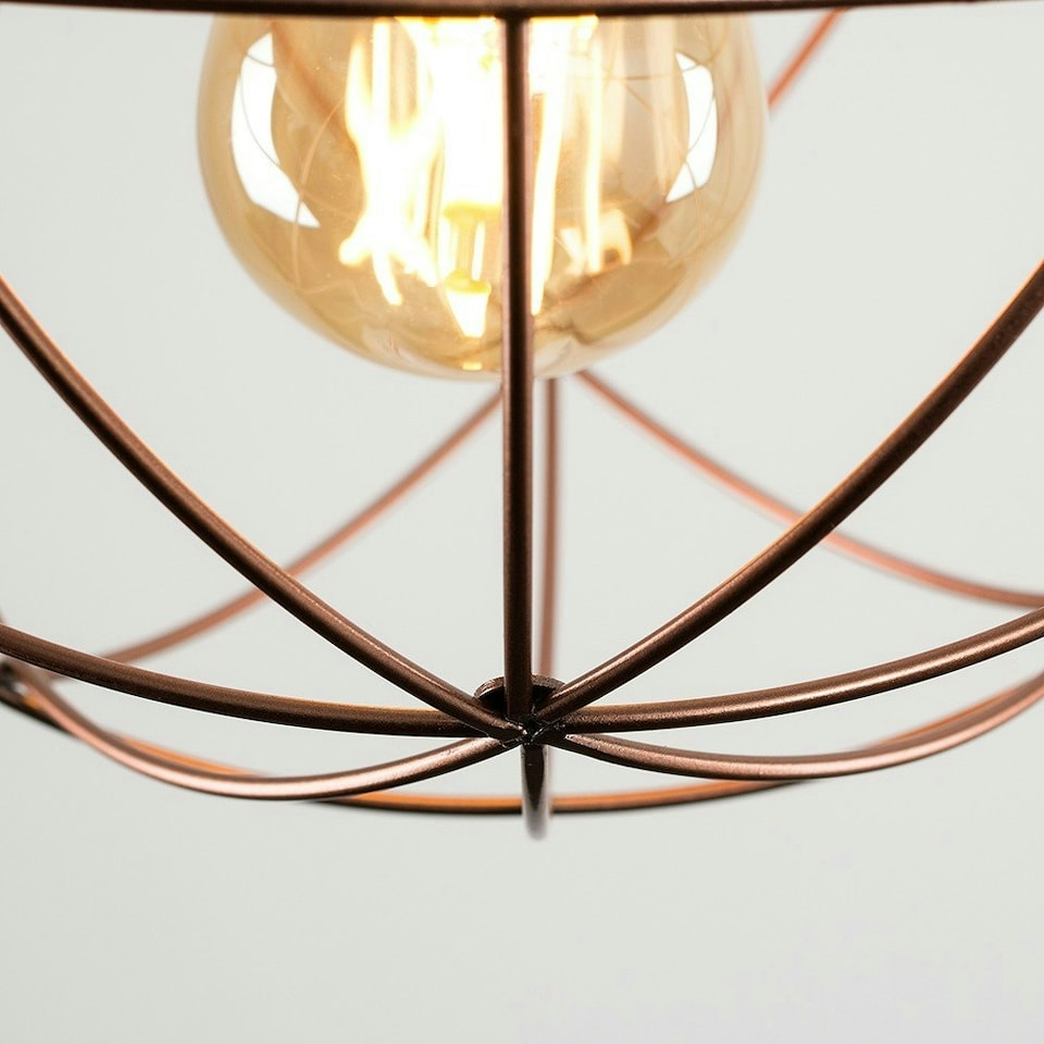 image 1 of ValueLights Retro Style Copper Metal Basket Cage Ceiling Pendant Light Shade