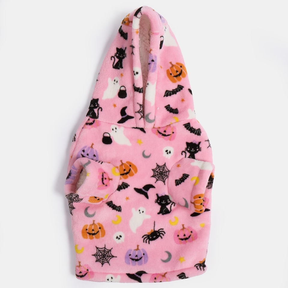 image 1 of OHS Halloween Print Dog Hoodie Spooky Pet Sweater