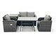 image 1 of Fimous Outdoor Garden Furniture Set Rattan Sofa Dining Table Set with Reclining Chair Side Table Dark Grey Mixed