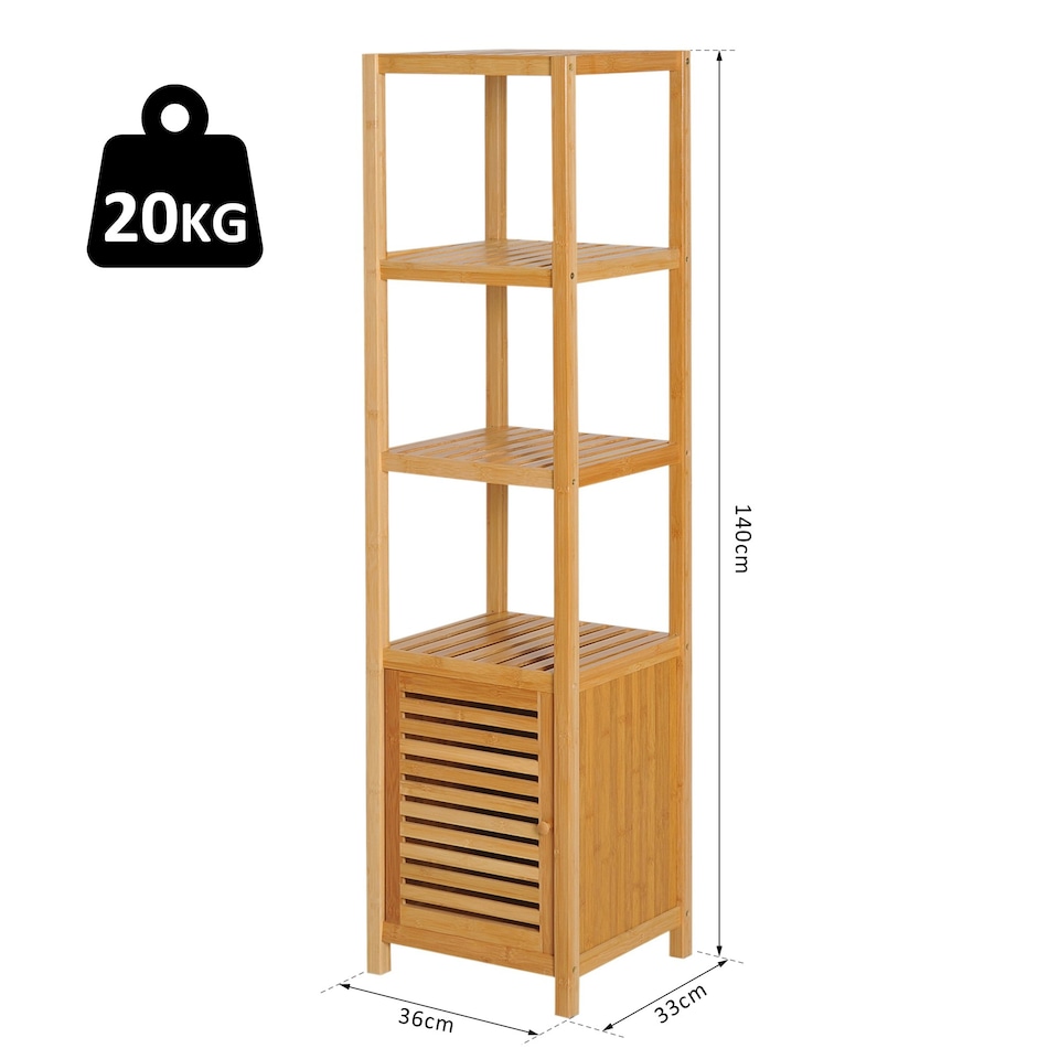 image 1 of HOMCOM 140 cm Storage Unit Freestanding Cabinet w/ 3 Shelves