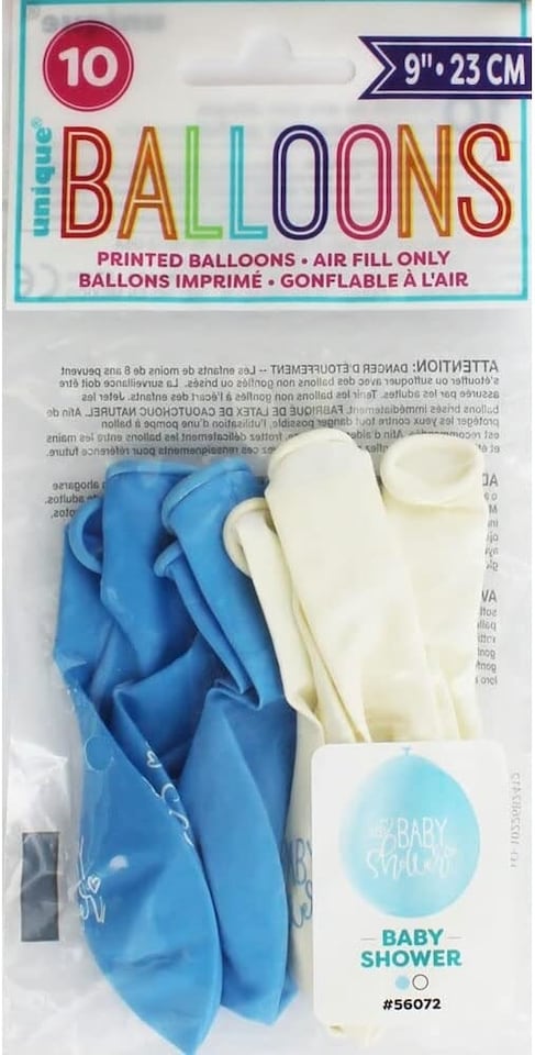 Pack of 10 Blue Baby Shower 9" Latex Balloons