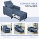 image 4 of HOMCOM Convertible Single Chair Bed with Upholstered Fabric, Blue Blue | Blue
