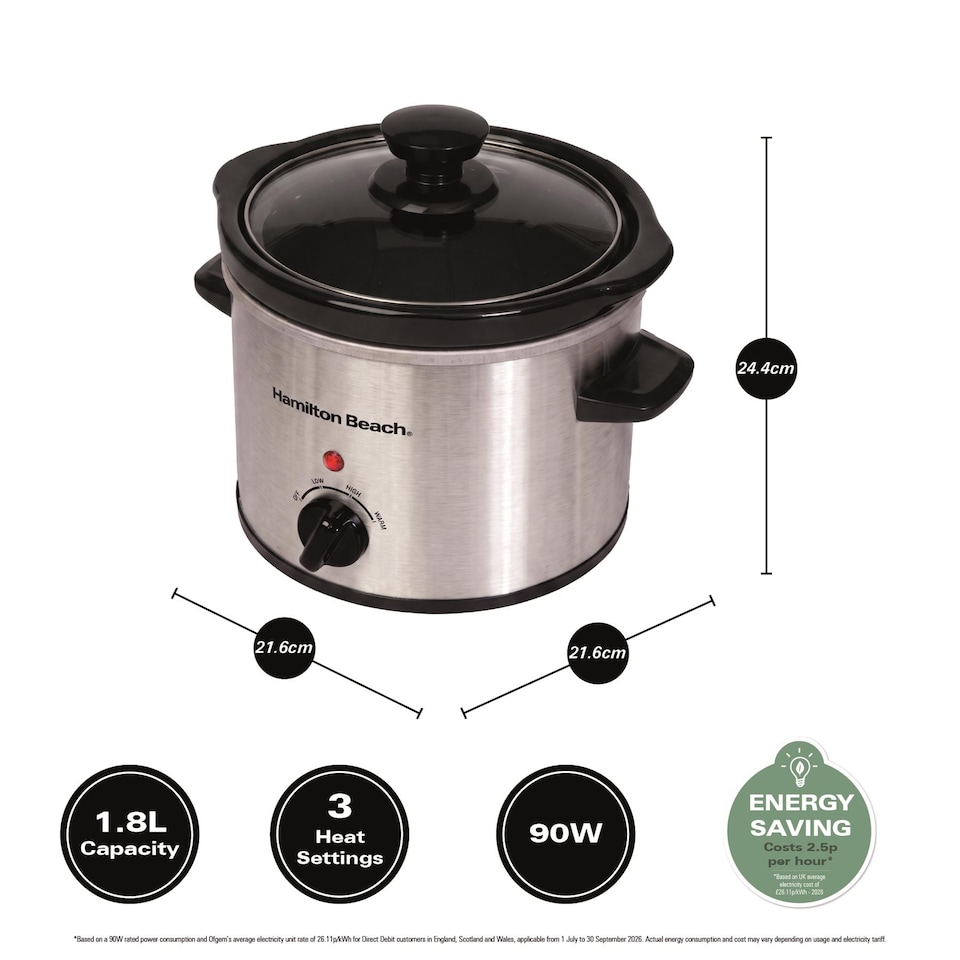 image 1 of Hamilton Beach 'The Mighty Mini' 1.8L Silver Slow Cooker