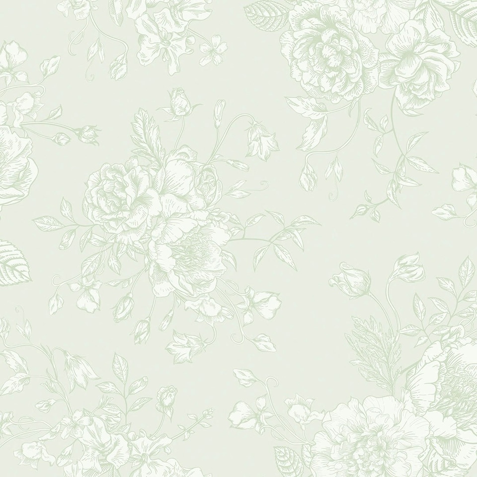 Sample of Romantic Roses Wallpaper in Sage Multi