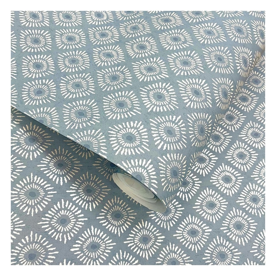 image 1 of Holden Décor Eastern Horizons Indian Sunburst Wallpaper - Blue - 10.05m x 0.52m | Blue