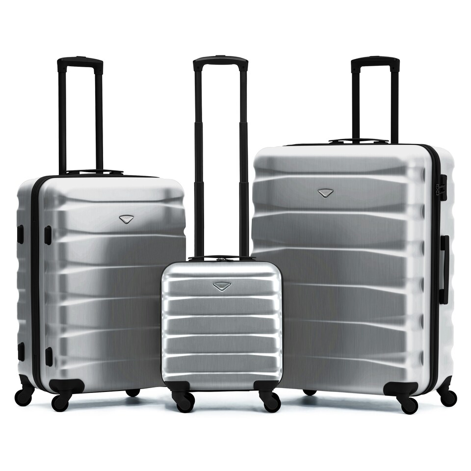 image 1 of Flight Knight Suitcase Sets 3 Piece, Large Suitcase, Extra Large Suitcase, easyJet Cabin Bag 45x36x20cm Underseat Carry On, 100+ Airlines Approved - BA, Ryanair | Cream | Cream/Black | Large