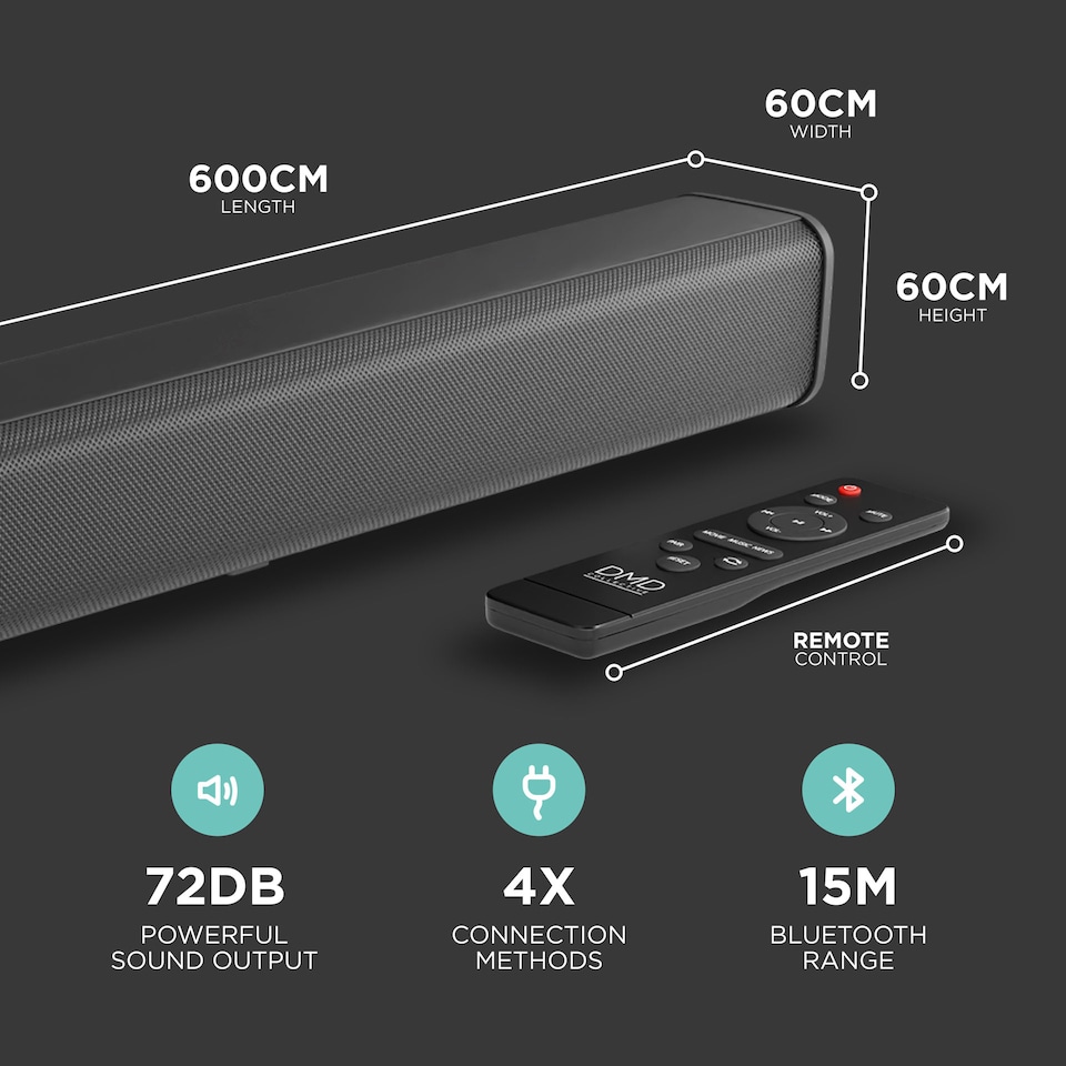 image 1 of DMD -In-One Sound Bar For TV with Remote, Bluetooth, Optical, AUX Inputs