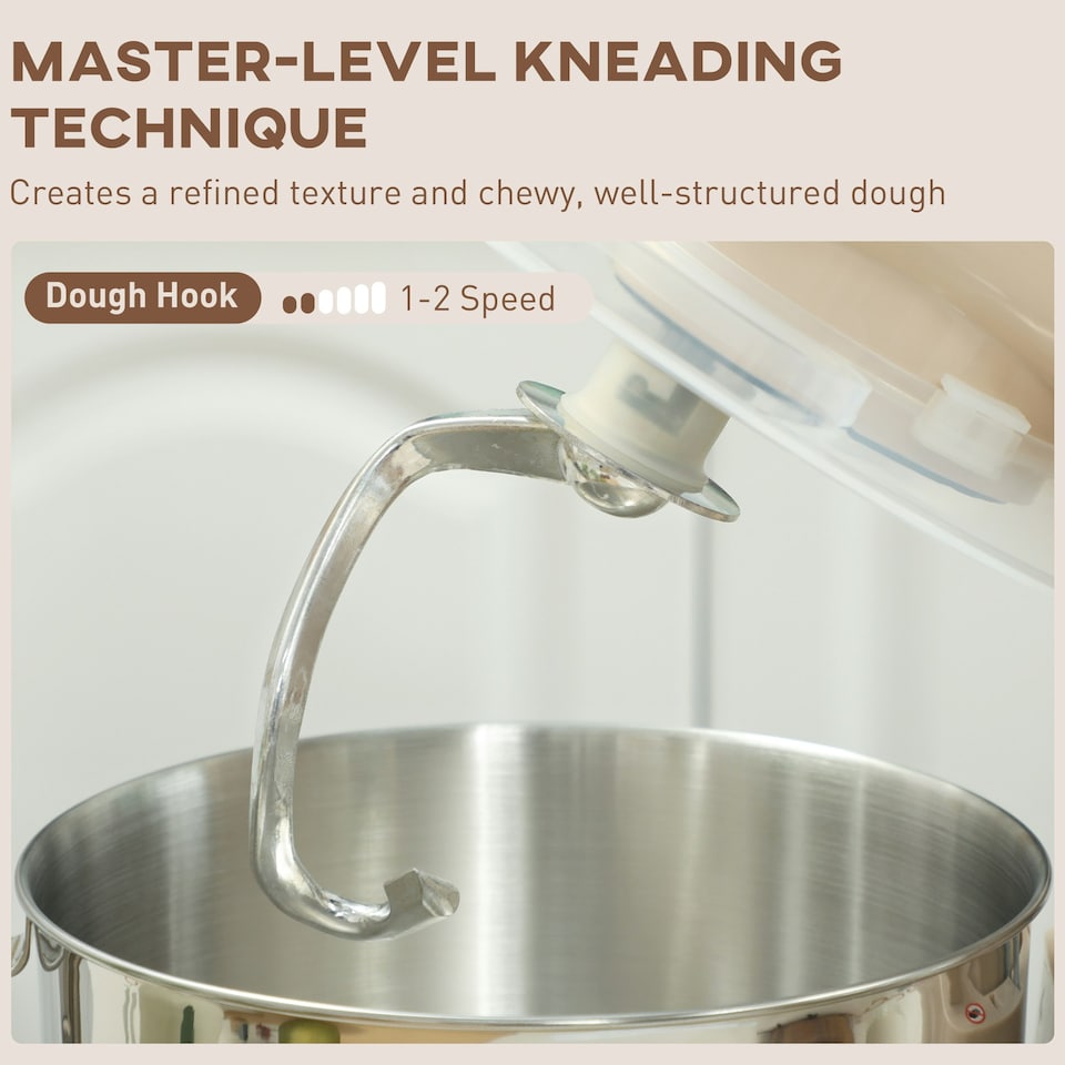 image 1 of HOMCOM Electric Stand Mixer, 4.5L Food Mixer with Dough Hook, Whisk, Beige