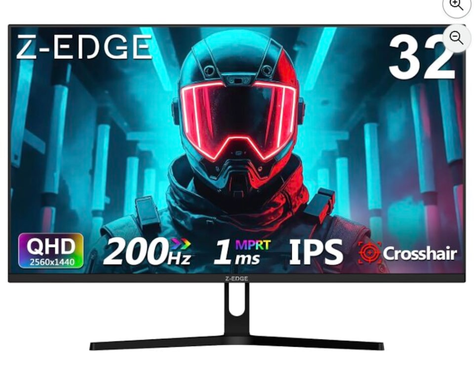 image 1 of Z-Edge 32 Inch Gaming Monitor QHD 200Hz 1440P IPS 1ms 100% sRGB DP HDMI | 2K PC Monitor 2560x1440 16:9, 300cd/m² Brightness, FreeSync, Crosshair, VESA Mountable, Black
