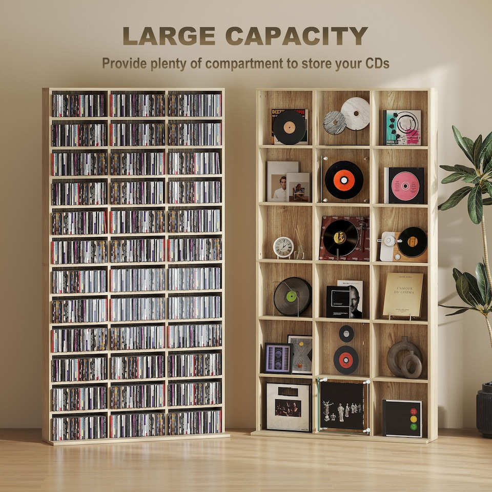 image 1 of HOMCOM DVD CD Media Storage Rack, Video Display Unit, Storage Unit Oak Tone